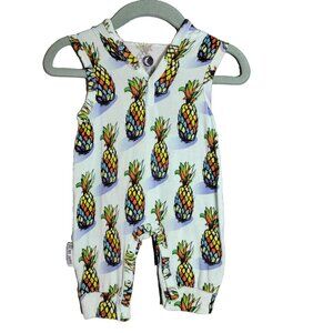 Dream Jamms Bamboo Hooded‎ Romper 3-6m Pineapple Print Sleeveless